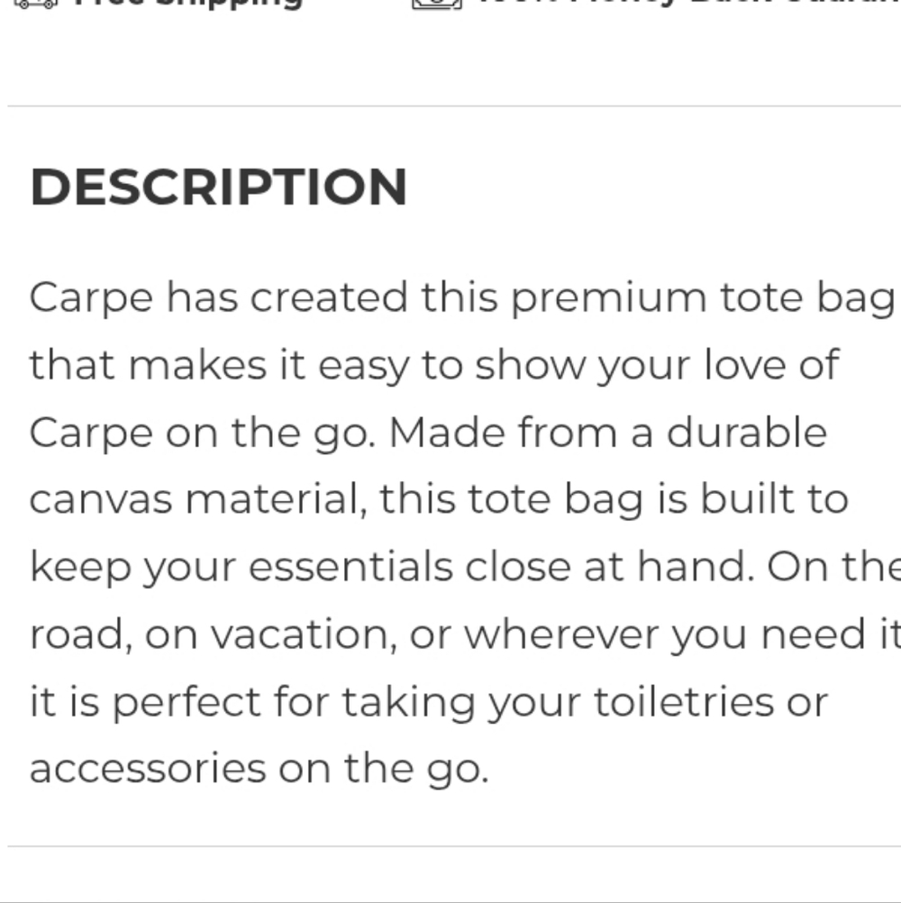 Carpe-3PC Canvas Logo tote Bag -Face Lotion & Scent Stick 🧡 ($69 Retail) - Picture 2 of 10
